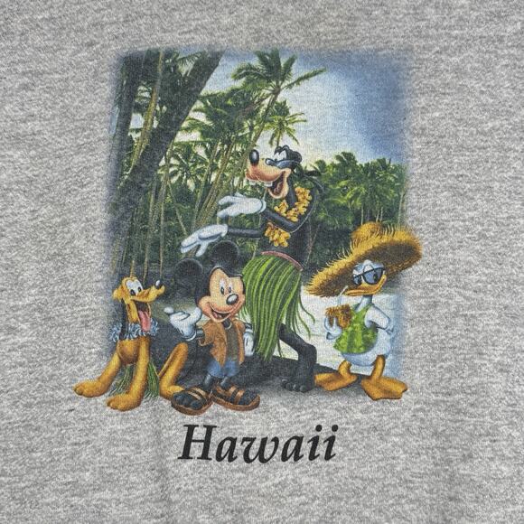 Disney Shirt Mens Large Gray Hawaii Mickey Goofy Donald Pluto Nostalgic Vintage - Picture 5 of 10